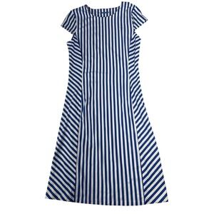 J. McLaughlin Helena Vertical Strip Dress Blue White Catalina Women's Size M
